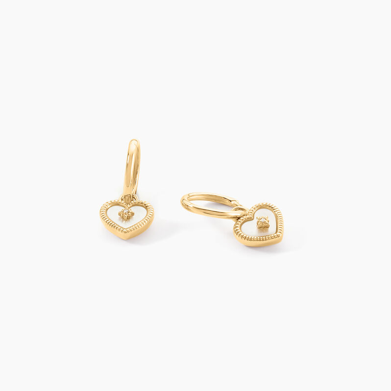 Créoles Bronte Or Jaune Nacre Diamant - Spannringe Damen | OROVIVO