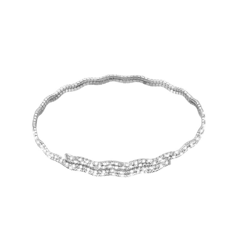 Choker doppio in metallo rodiato e cristalli - Spannringe Damen | OROVIVO
