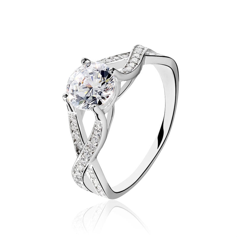 Bague Solitaire Argent Et Oxyde - Spannringe Damen | OROVIVO