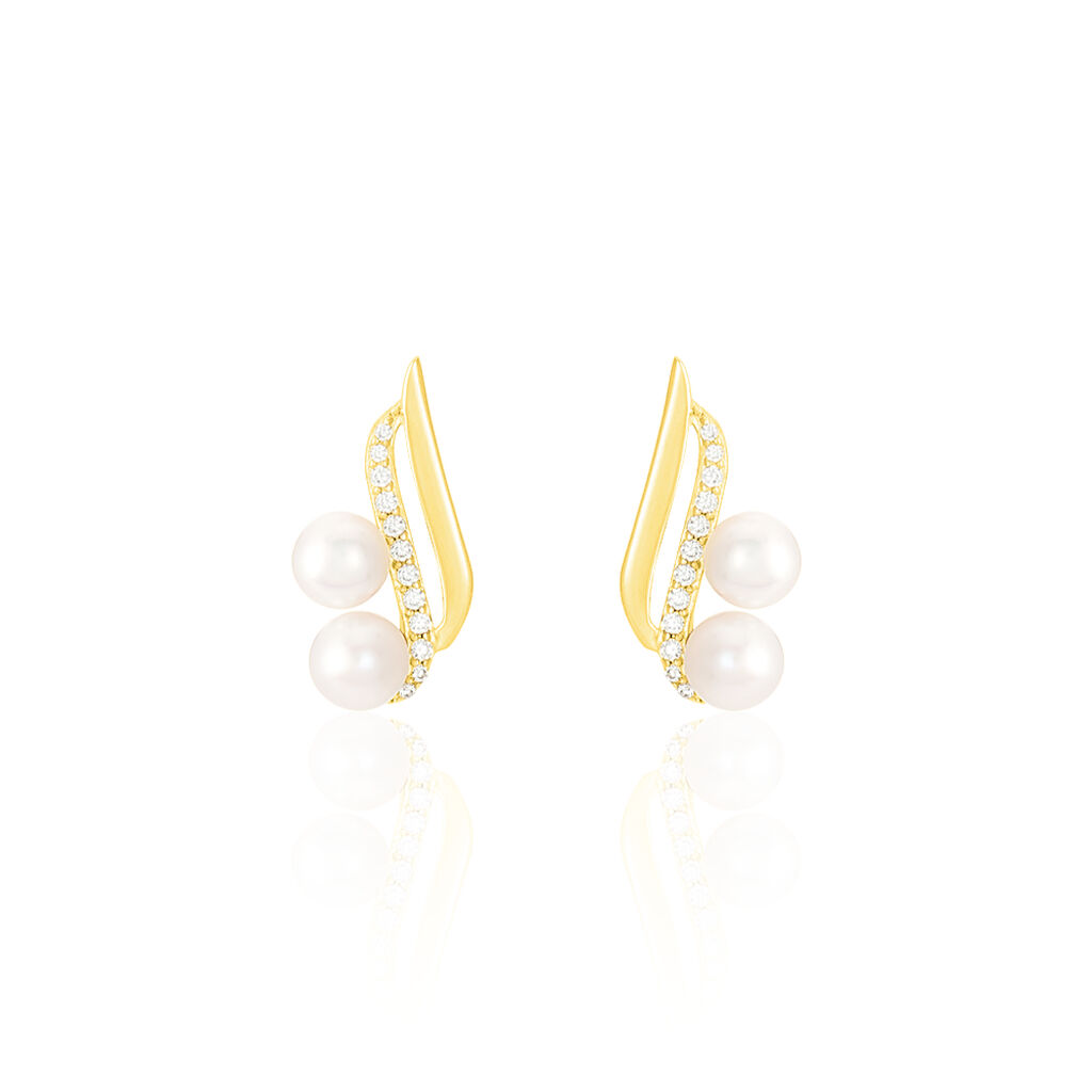 Ohrstecker Gold 375 Zuchtperle Zirkonia Loeva, Ohrstecker mit Stein