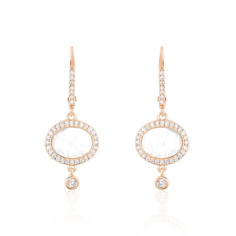 Damen Ohrringe Lang Silber rosevergoldet 925 Zirkonia Oval Alessandrina  - Ohrhänger Damen | OROVIVO