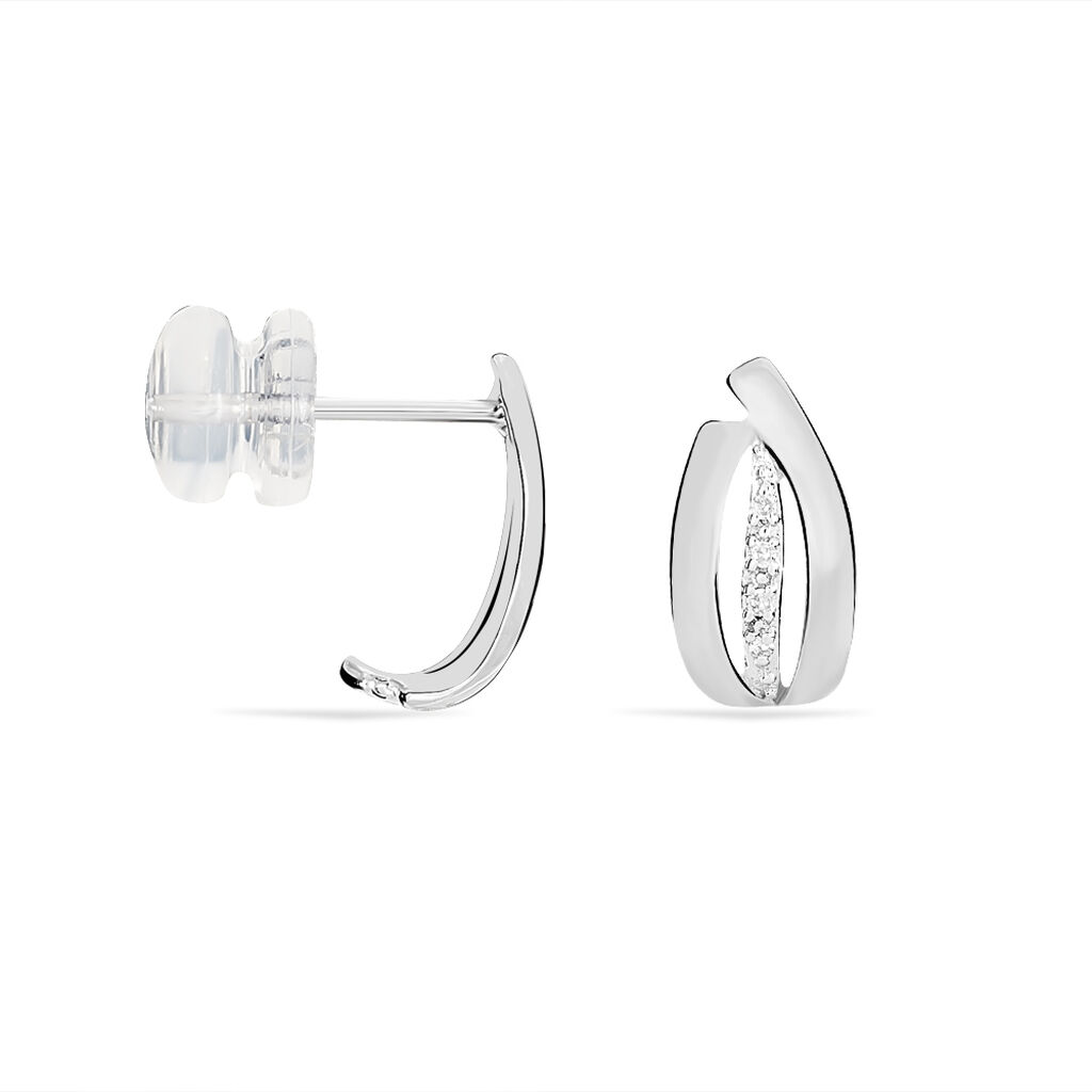 Boucles D'oreilles Puces Aelis Or Blanc Diamant - Spannringe Damen | OROVIVO