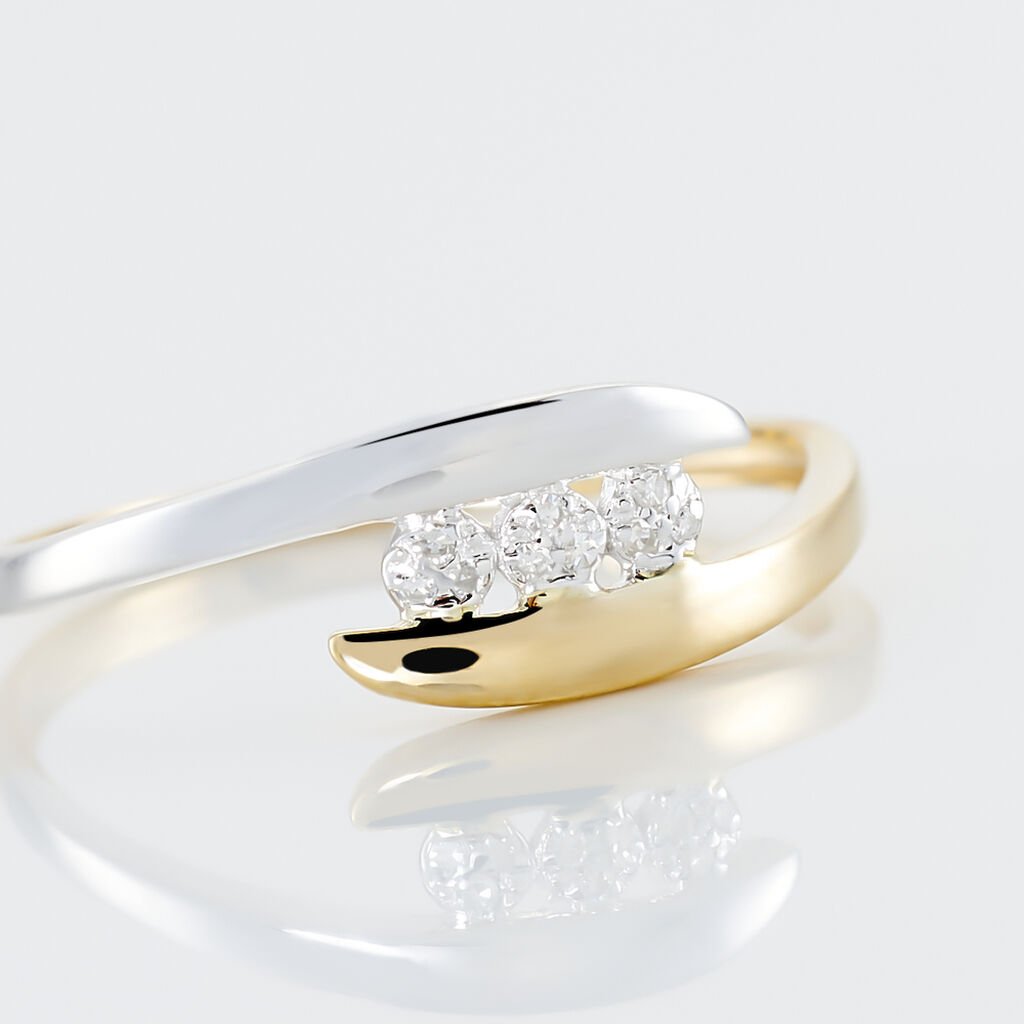 DELPHINE Damen Ring Gold Bicolor 375 (9 Karat) Diamant Wei&szlig; 0,03 ct