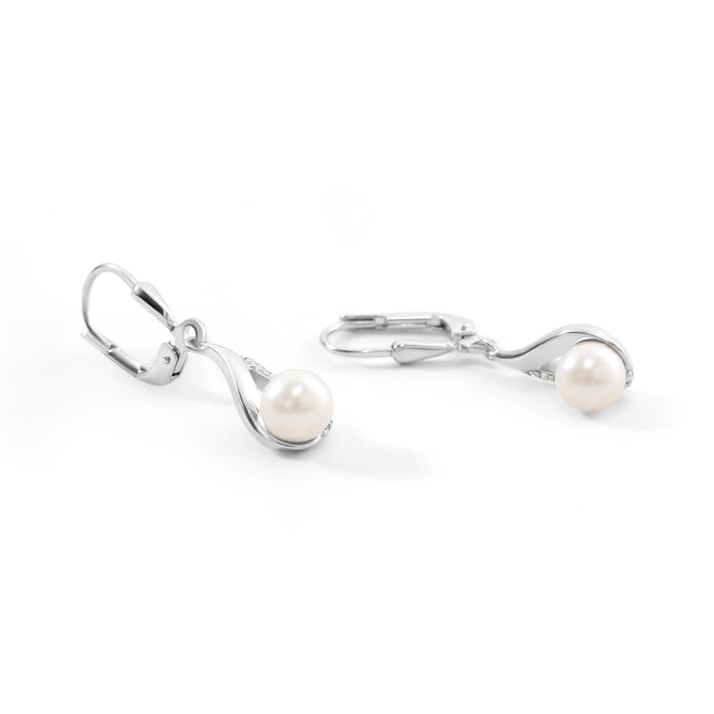 TENY Damen Ohrringe Lang Silber Silber 925 Zuchtperle Perlmutt