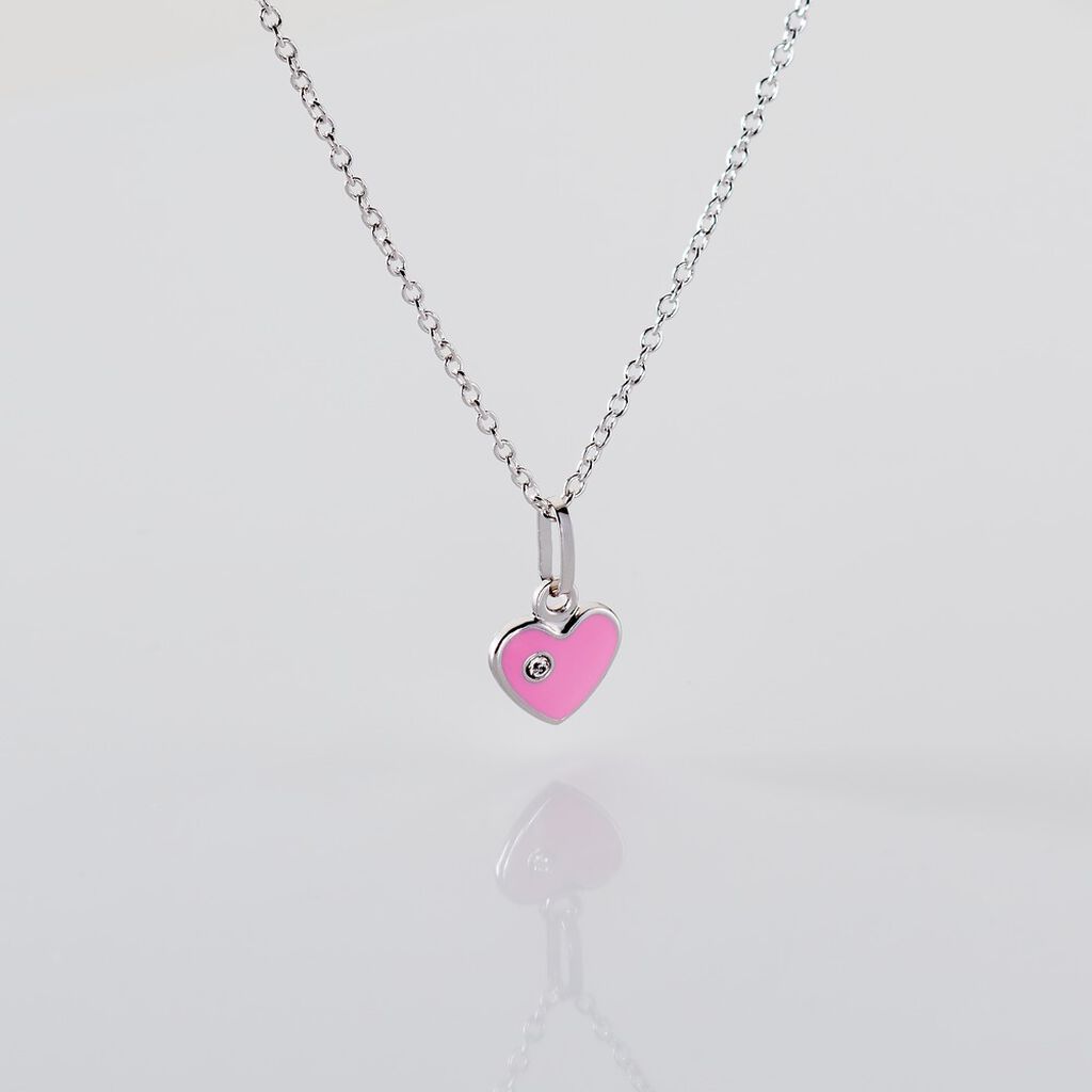 HELMI HERZ Kinder Anh&auml;nger Silber 925 Glas Wei&szlig; Herz