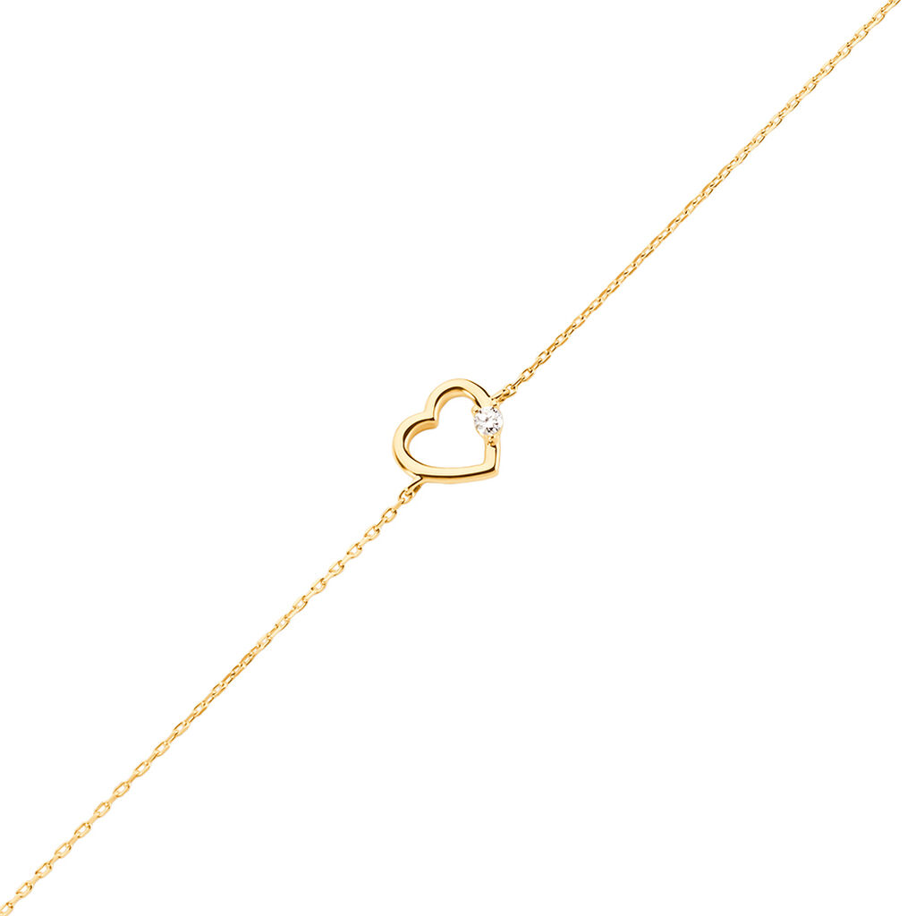 AMARI Damen Armband Gold 375 (9 Karat) Synthetischer Diamant Weiß 0,020 ct Herz - Armbänder mit Anhänger Damen | OROVIVO