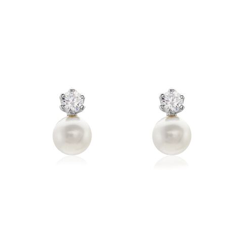 Damen Perlenohrringe Silber 925 Zuchtperle Zirkonia Semka - Ohrstecker Damen | OROVIVO