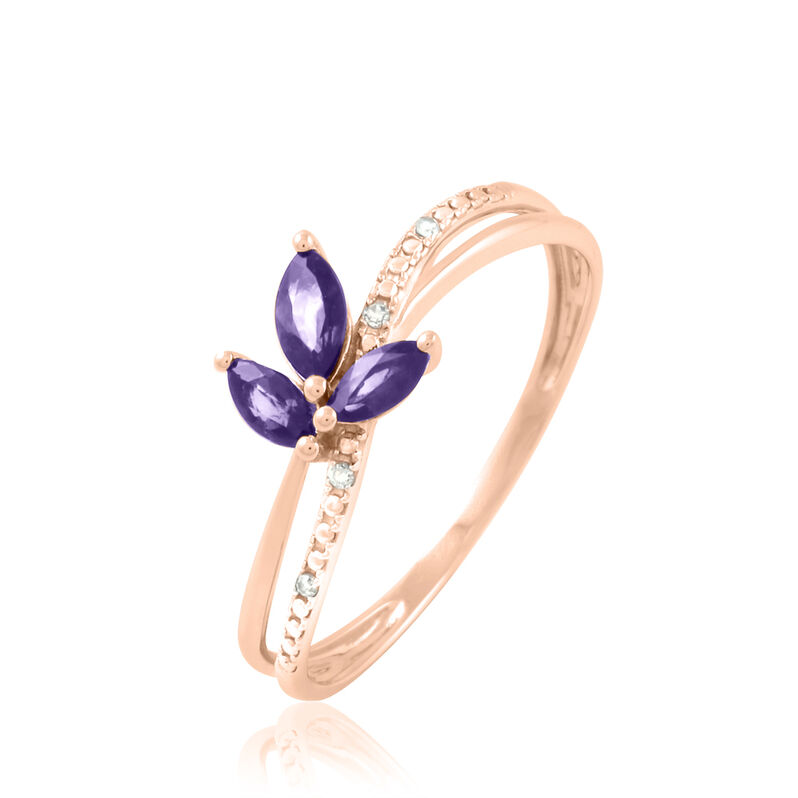 Bague Angie Or Rose Amethyste Et Diamant - Spannringe Damen | OROVIVO
