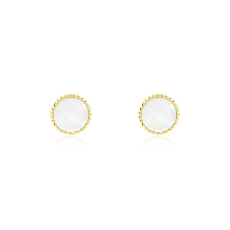 Damen Ohrstecker Gold 375 Perlmutt Weißer Perlmutt Kreis Uyen  - Ohrstecker Damen | OROVIVO