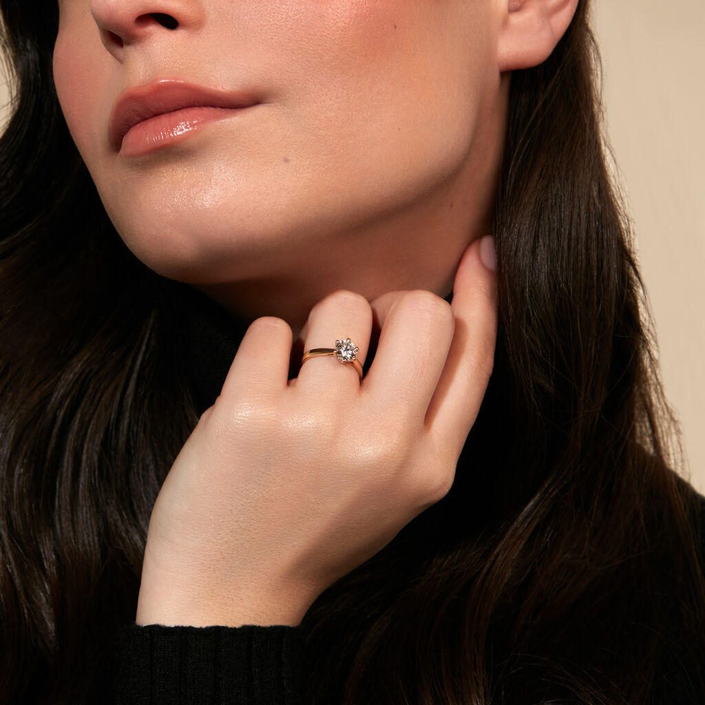 Sonate Damen Ring Gold 585 (14 Karat) Synthetischer Diamant Wei&szlig; 1,02 ct