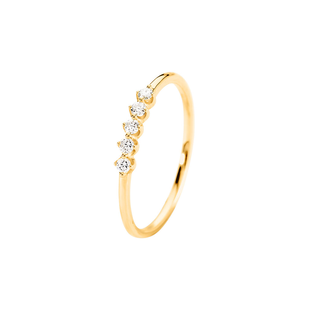ZYLA Damen Ring Gold 375 (9 Karat) Synthetischer Diamant Wei&szlig; 0,1 ct