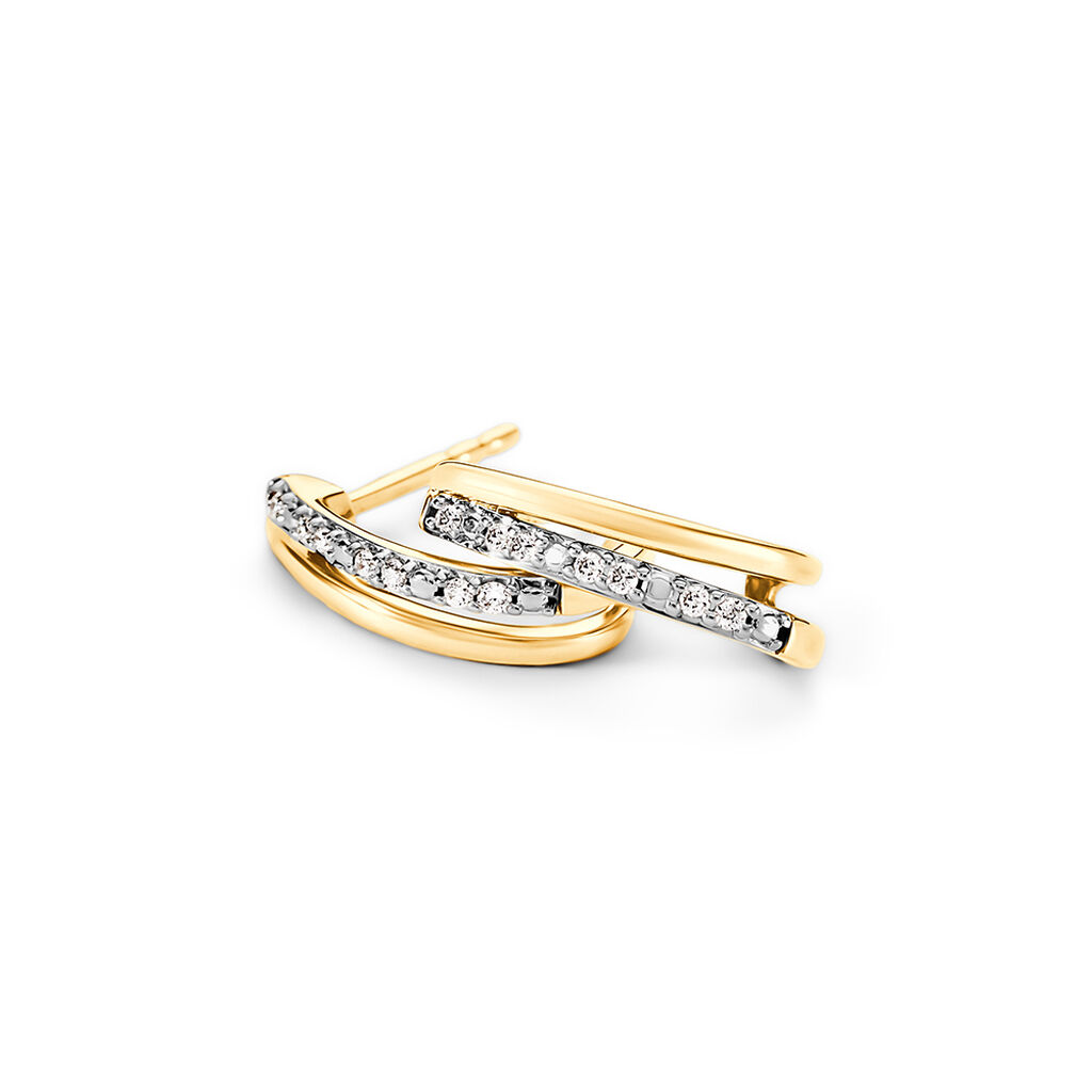 KAYLA Damen Creolen Gold 375 (9 Karat) Synthetischer Diamant Wei&szlig; 0,05 ct
