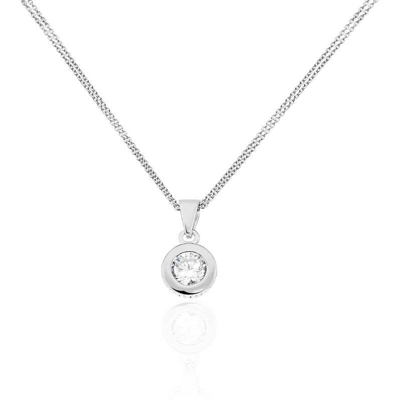 EVE 2 Damen Collier Silber 925 Zirkonia Wei&szlig; Kreis - Halsketten Damen | OROVIVO