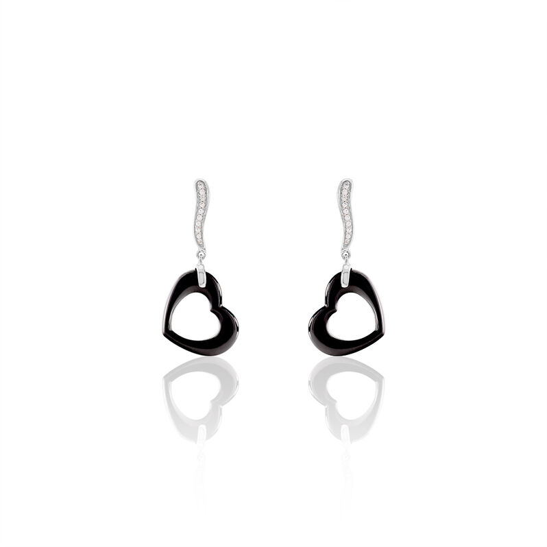 Boucles D'oreilles Pendantes Argent Céramique Et Oxyde De Zirconium - Spannringe Damen | OROVIVO