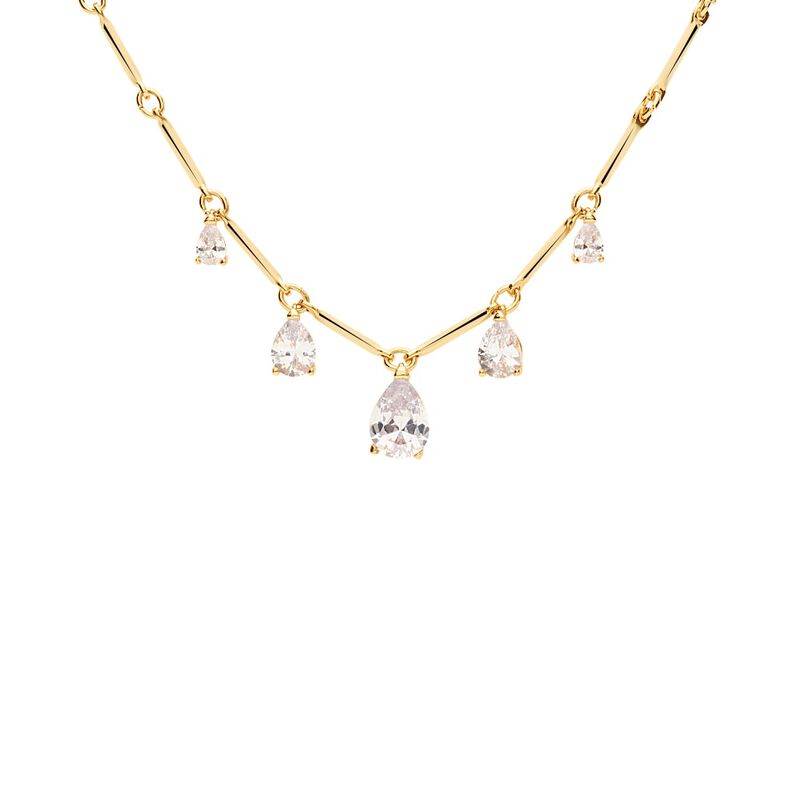 Collana in ottone dorato e zirconi pendenti - Spannringe Damen | OROVIVO