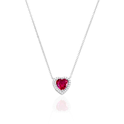 MARGOT Damen Collier Silber 925 Synthetischer Stein Rot 2,07 ct Herz B 1,2 mm - Halsketten Damen | OROVIVO