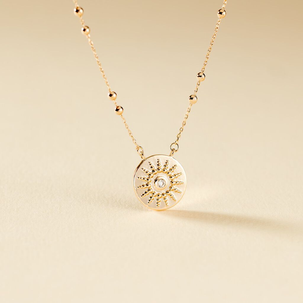 Collier Plaque Or Artea Pastille Soleil Oxyde - Spannringe Damen | OROVIVO