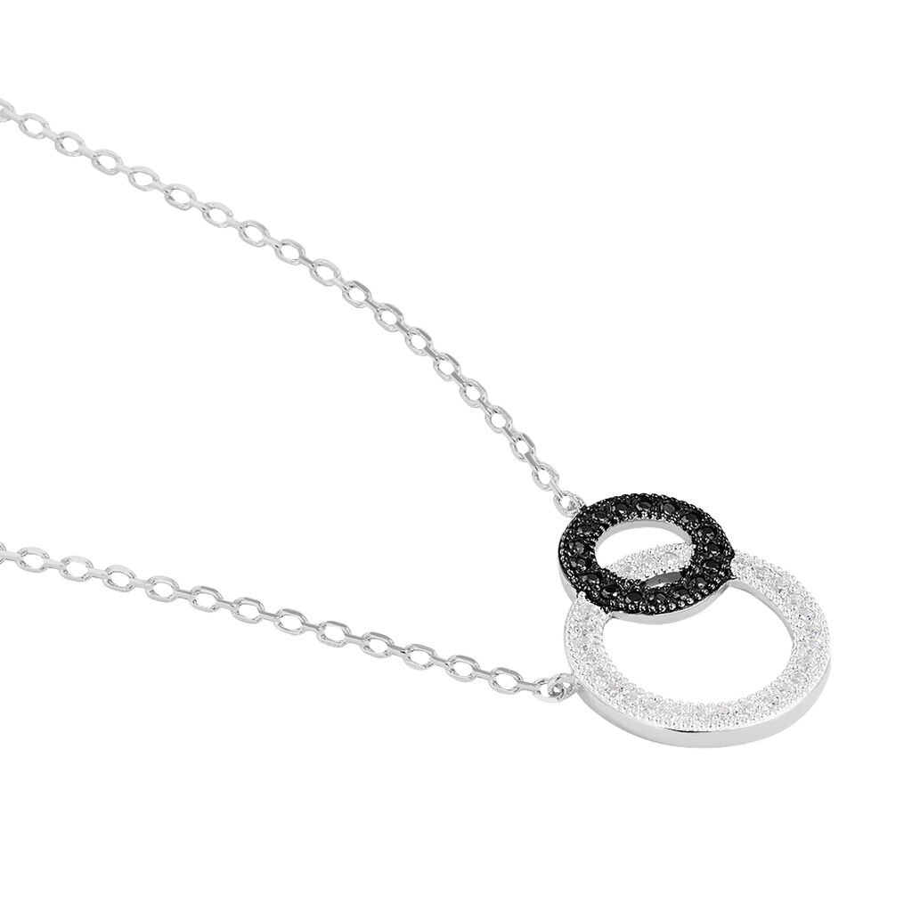 Damen Halskette Silber 925 Zirkonia Doppelkreis Diana - Halsketten Damen | OROVIVO