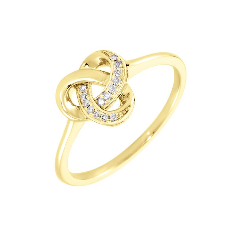 KNOT Damen Ring Gold 375 (9 Karat) Diamant Wei&szlig; 0,05 ct B 6 mm - Ringe mit Stein Damen | OROVIVO