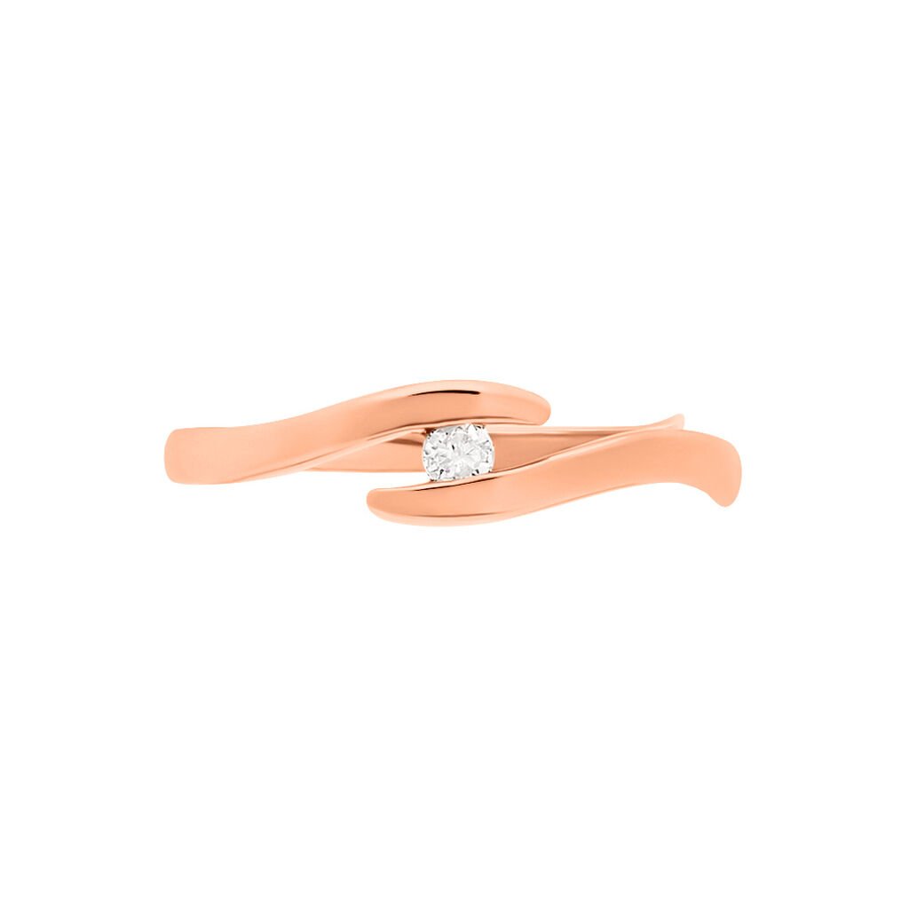 Curonda Damen Ring Rosegold 375 (9 Karat) Diamant Wei&szlig; 0,05 ct