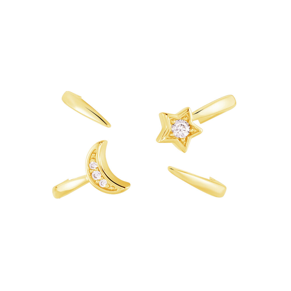 STARS Damen Ring Silber vergoldet 925 Zirkonia Wei&szlig; 0,02 ct Stern