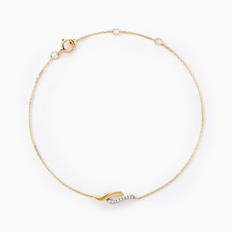 Bracelet Vague Or Jaune Diamants - Spannringe Damen | OROVIVO