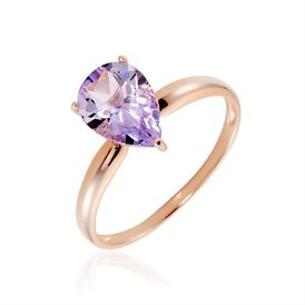 Solitärring Silber 925 Rosé Vergoldet Amethyst - Ringe mit Edelsteinen Damen | OROVIVO