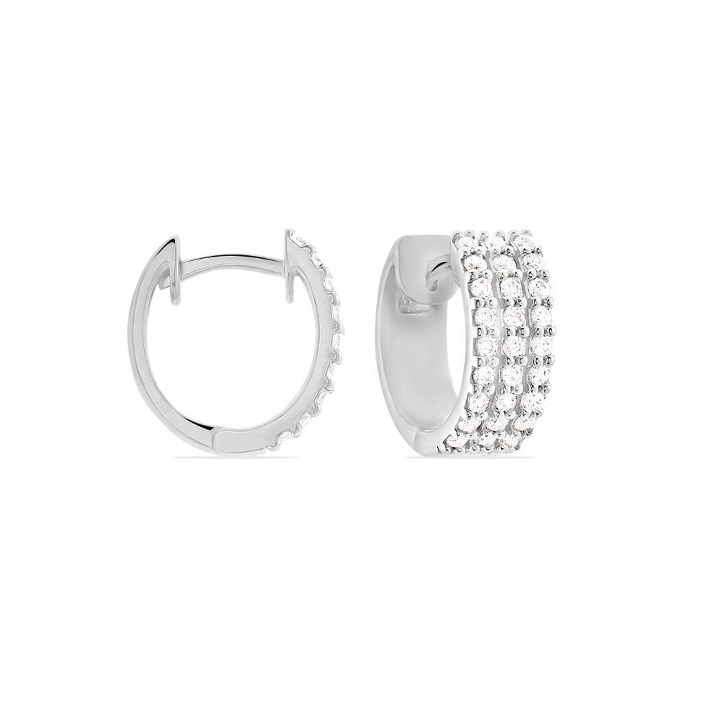 Damen Creolen Silber 925 Zirkonia Weiß B 6 mm - Creolen Damen | OROVIVO