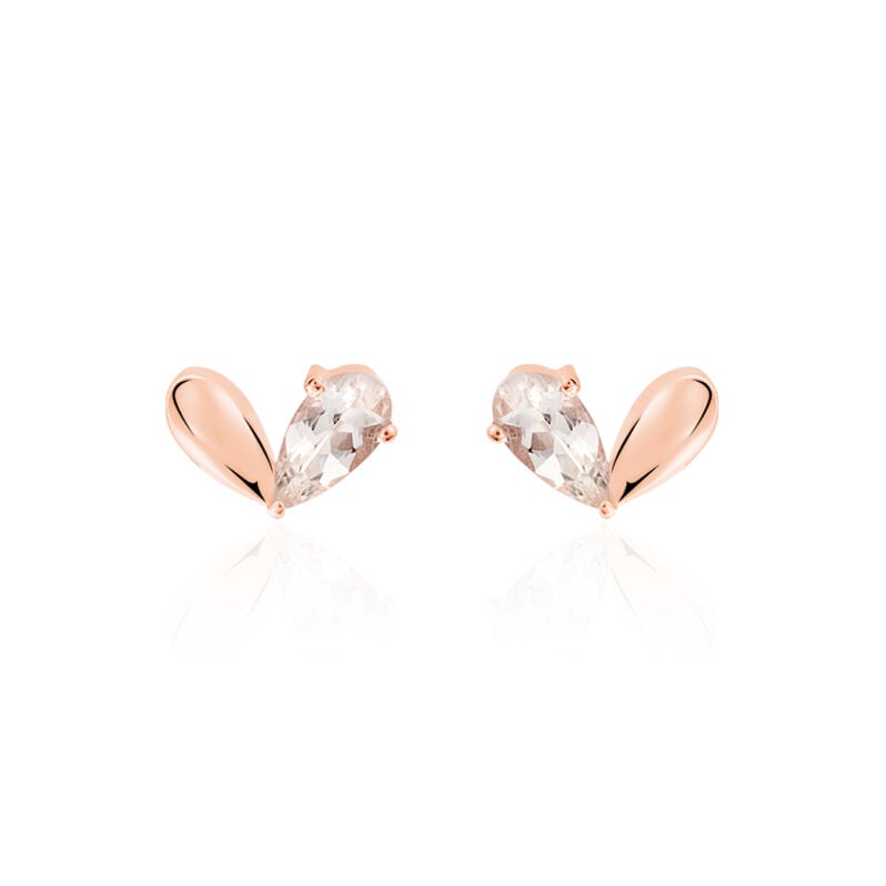 PINKY Damen Ohrstecker Rosegold 375 (9 Karat) Morganit Ros&eacute; Bl&uuml;tenblatt - Ohrstecker Damen | OROVIVO