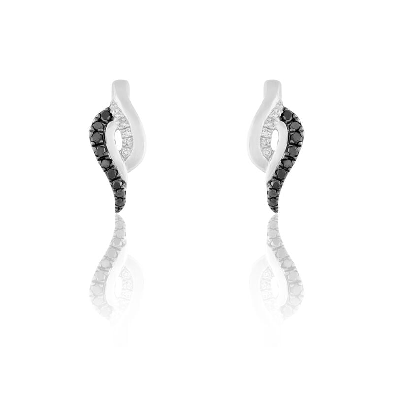 Damen Ohrringe Lang Weißgold 375 Diamant 0,11ct Oval Sculptural  - Ohrringe mit Stein Damen | OROVIVO