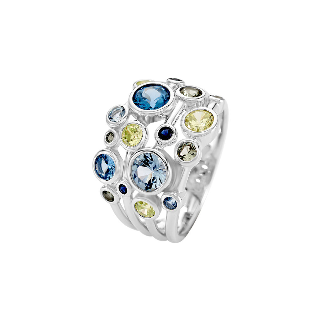 TORI Damen Ring Silber 925 Glas Blau 0,47 ct