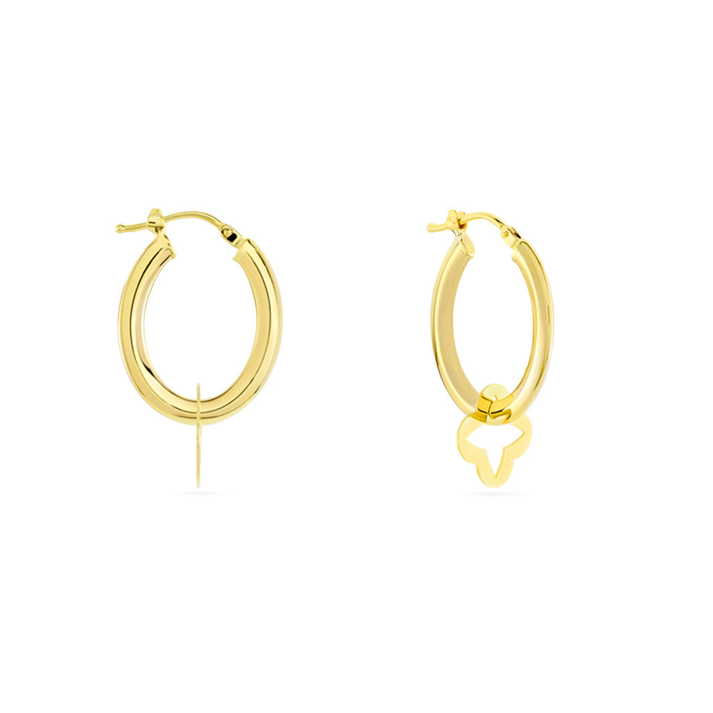 RINKA Damen Creolen Gold 375 (9 Karat) Talisman Kleeblatt B 3 mm