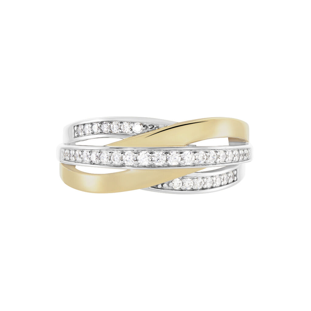Damen Ring Silber 925 Bicolor Vergoldet Zirkonia gekreuzt Monica - Ringe mit Stein Damen | OROVIVO