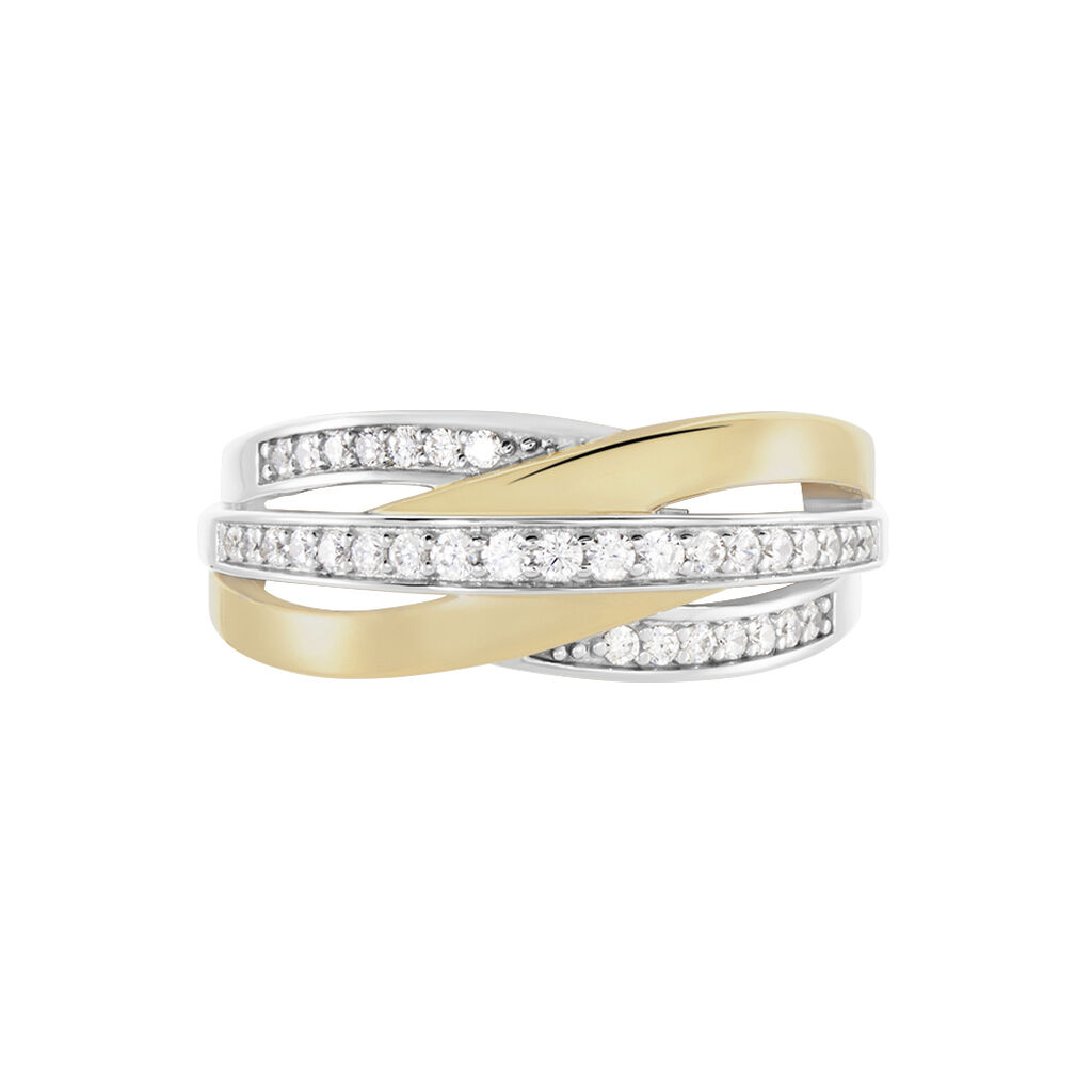 Damen Ring Silber 925 Bicolor Vergoldet Zirkonia gekreuzt Monica - Ringe mit Stein Damen | OROVIVO
