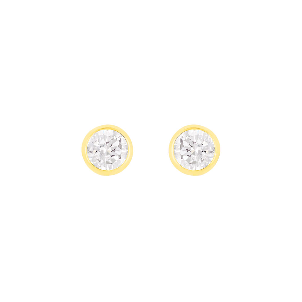 SINGLE Ohrstecker echt Gold 585er 4,0mm Cubic Zirkonia DAMEN HERREN KINDER 1748 
