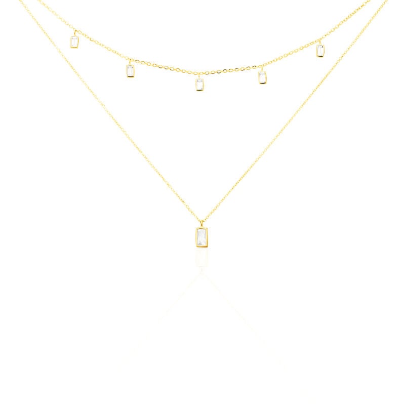 GINNA 2 Damen Collier Gold 375 (9 Karat) Zirkonia Wei&szlig; 1,32 ct Tropfen - Halsketten Damen | OROVIVO