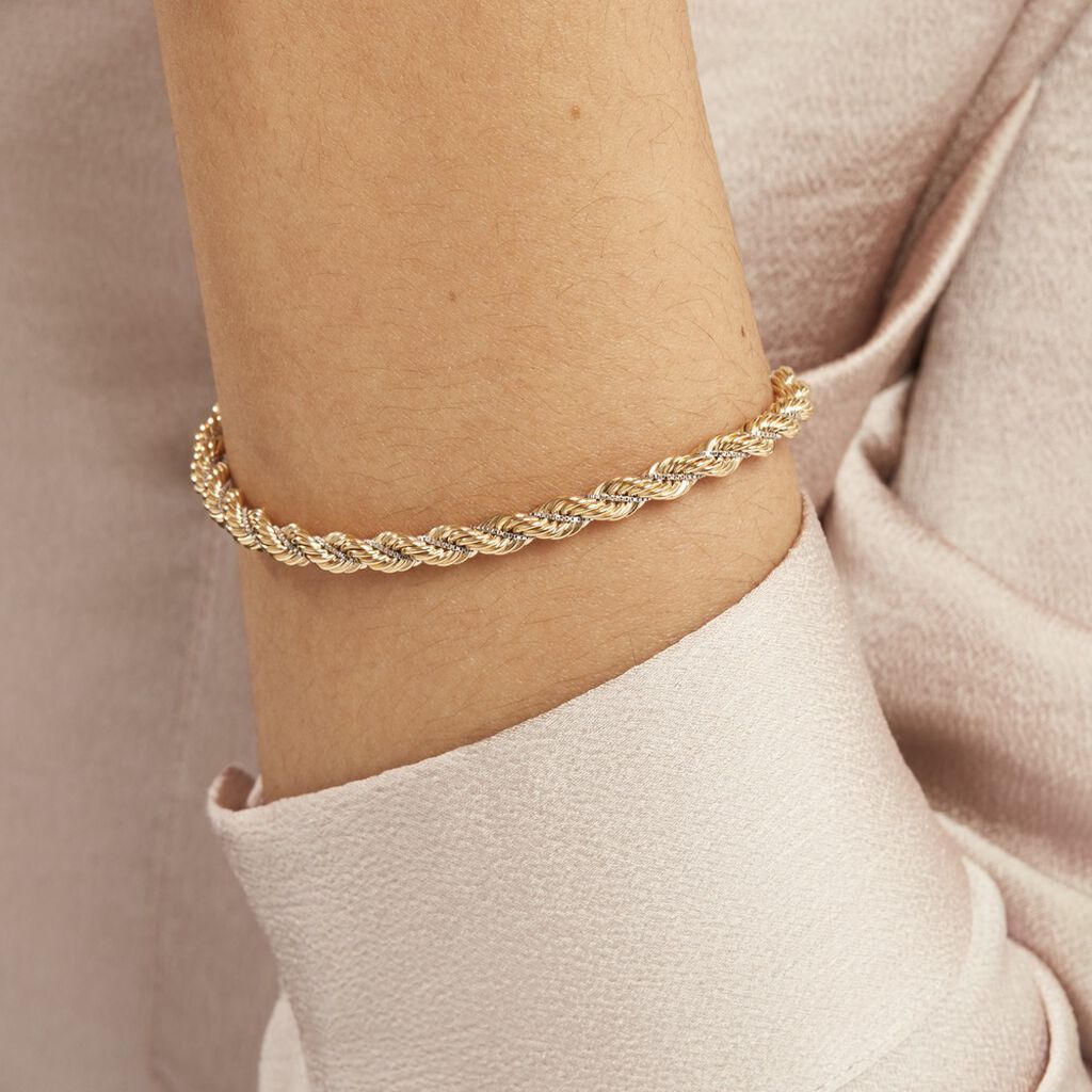 Bracelet Jerryenne Maille Corde Et Venitienne Or Bicolore - Spannringe Damen | OROVIVO