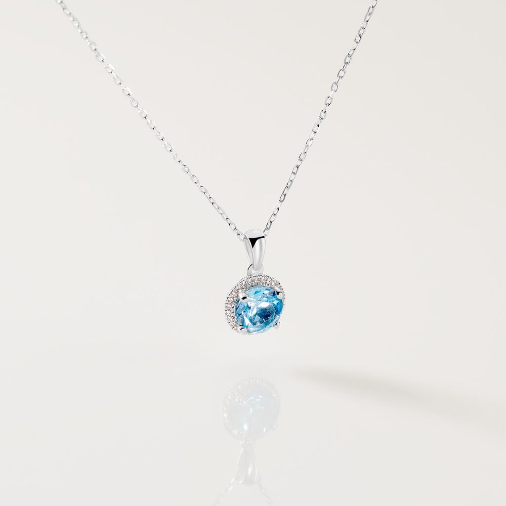 FELI Damen Collier Wei&szlig;gold 585 (14 Karat) Topas Blau 1,04 ct