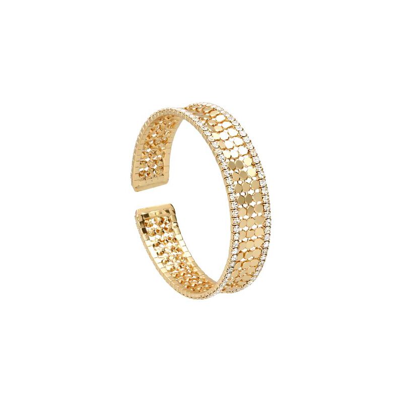 Bracciale bangle con strass in metallo dorato - Spannringe Damen | OROVIVO