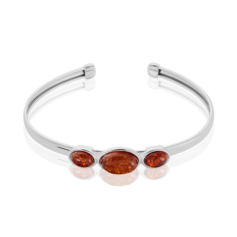 Bracelet Jonc Argent Rhodie Ambre - Spannringe Damen | OROVIVO