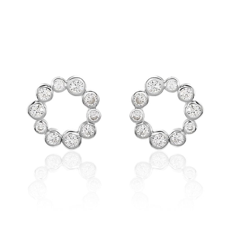 Boucles D'oreilles Puces Ryo Argent Weiss Oxyde De Zirconium - Spannringe Damen | OROVIVO