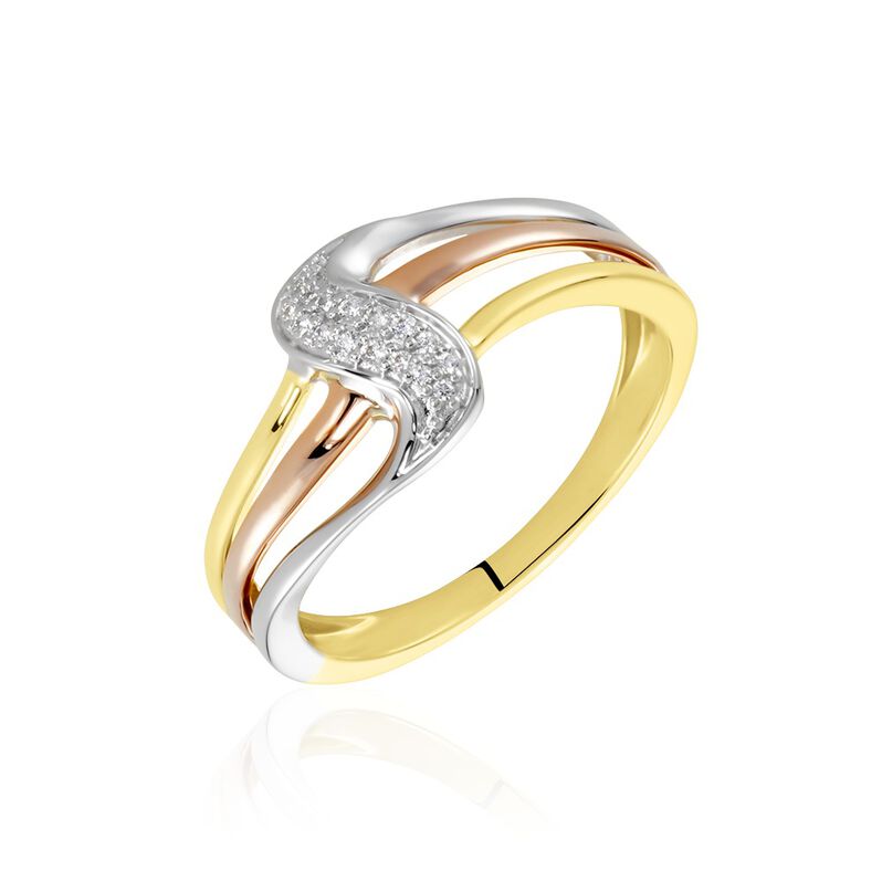 Bague Or Tricolore Dionyse Oxydes De Zirconium - Spannringe Damen | OROVIVO