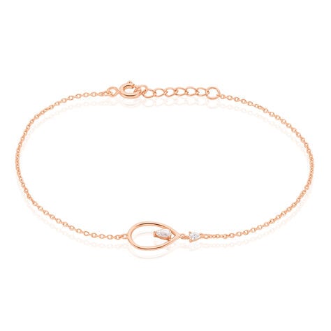 Damen Armband Silber rosevergoldet 925 Zirkonia Tropfen Marie 2 - Armbänder mit Anhänger Damen | OROVIVO