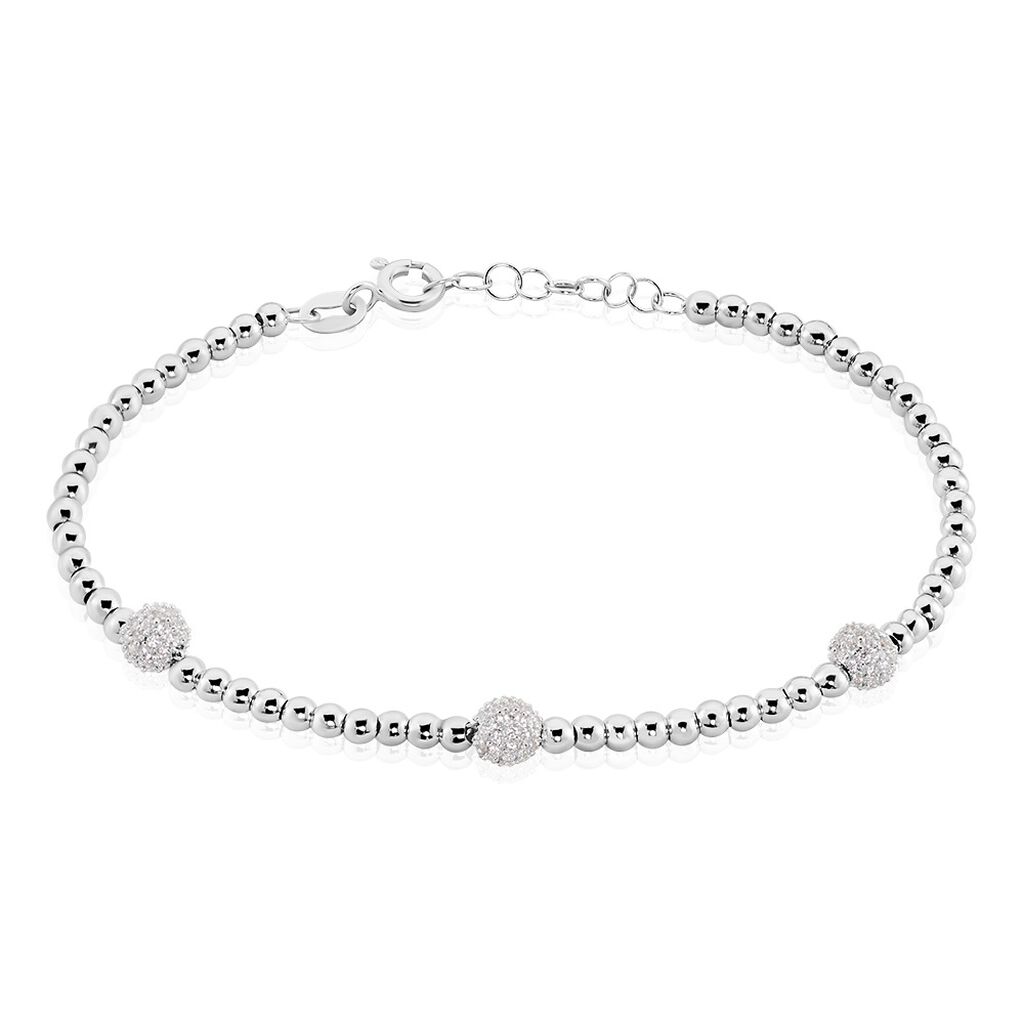 BRYLEE Damen Armband Silber 925 Zirkonia Weiß 1,76 ct Ball B 1 mm, Armband mit Stein