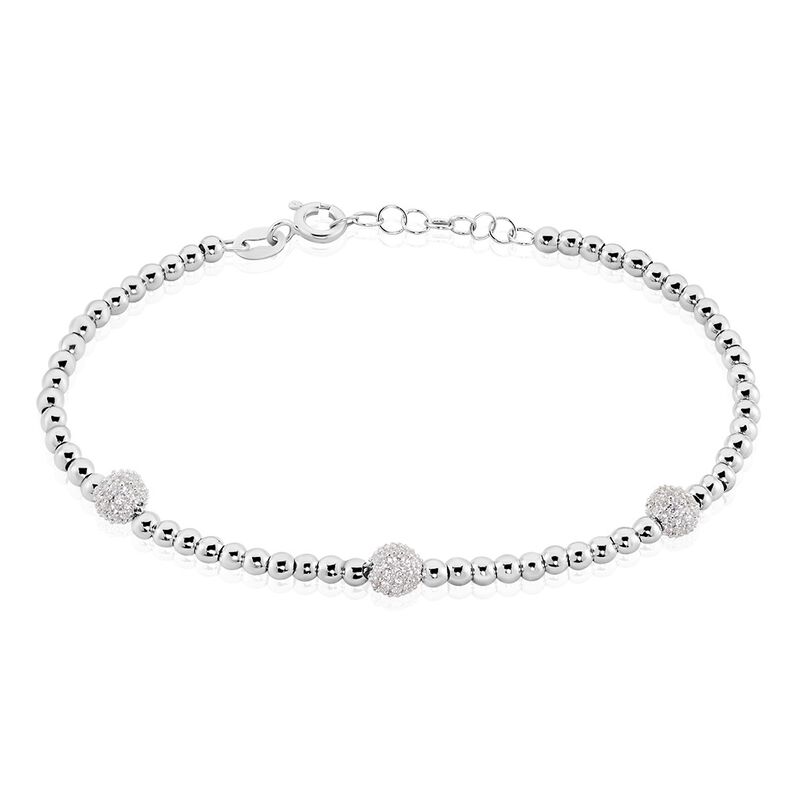 BRYLEE Damen Armband Silber 925 Zirkonia Wei&szlig; 1,76 ct Ball B 1 mm - Armb&auml;nder mit Anh&auml;nger Damen | OROVIVO