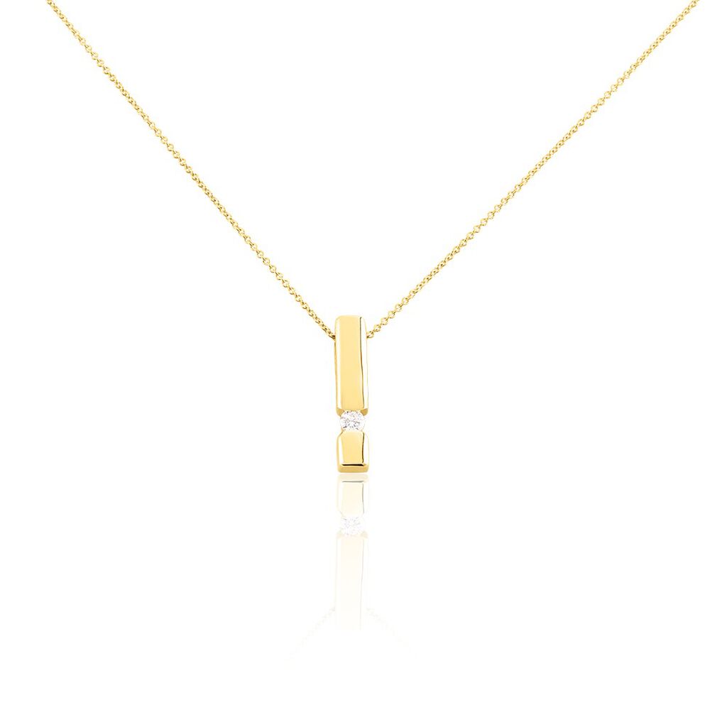 SANINA Damen Collier Gold 585 (14 Karat) Diamant Weiß 0,1 ct, Collier mit Stein