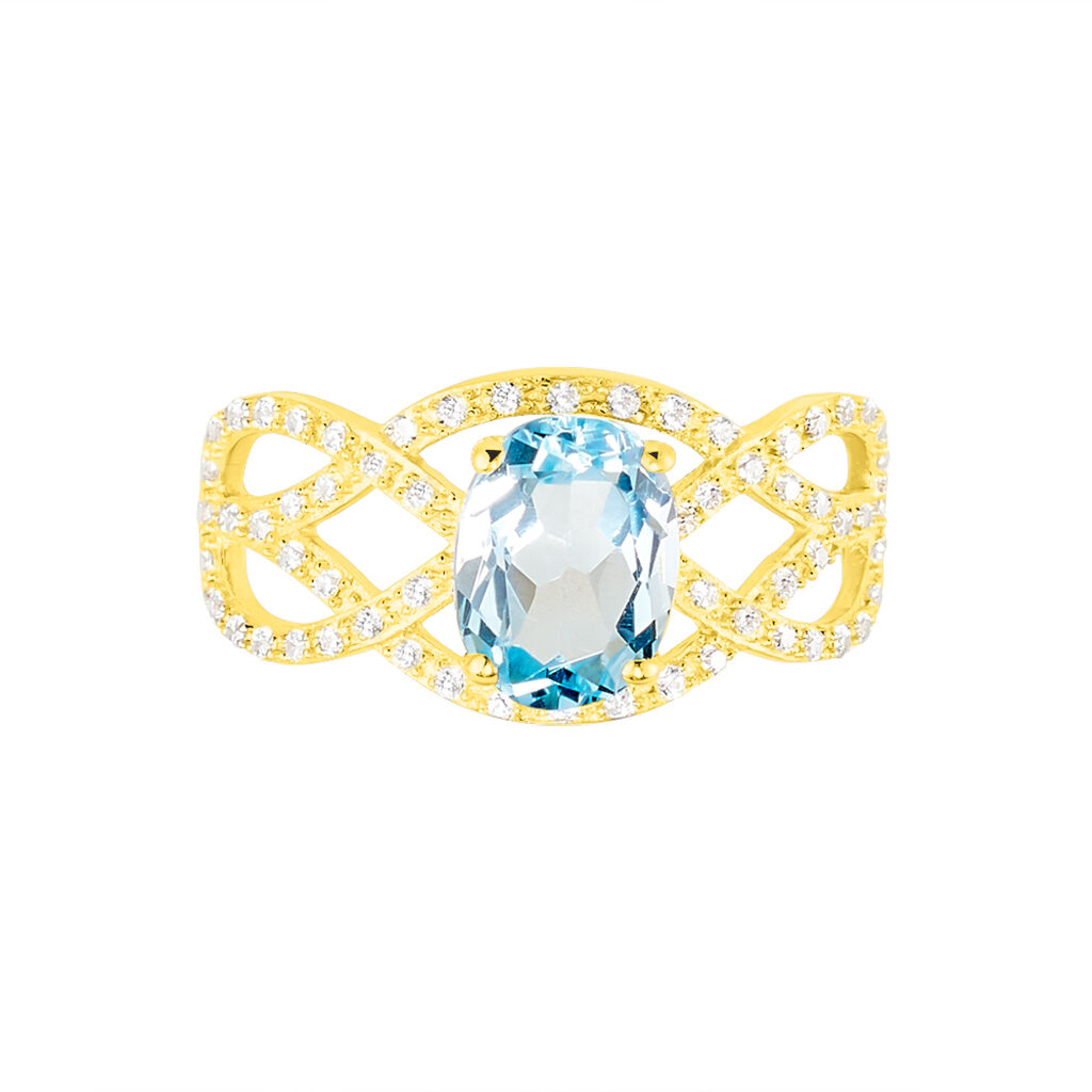 Bague Tina Or Jaune Topaze Et Oxyde De Zirconium - Spannringe Damen | OROVIVO