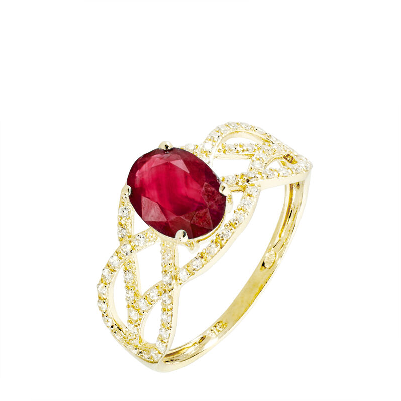 Bague Tina Or Jaune Rubis Et Diamant - Spannringe Damen | OROVIVO
