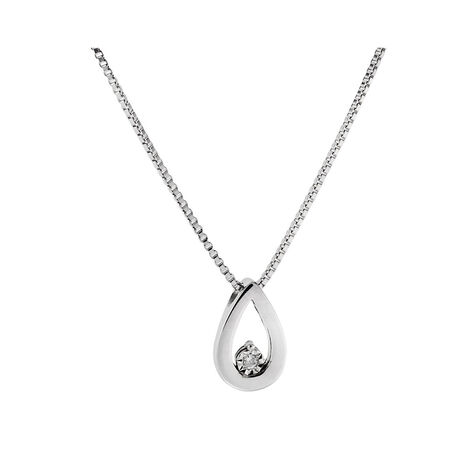 Damen Collier Silber 925 Diamant 0,01ct Tropfen 45cm - Halsketten Damen | OROVIVO