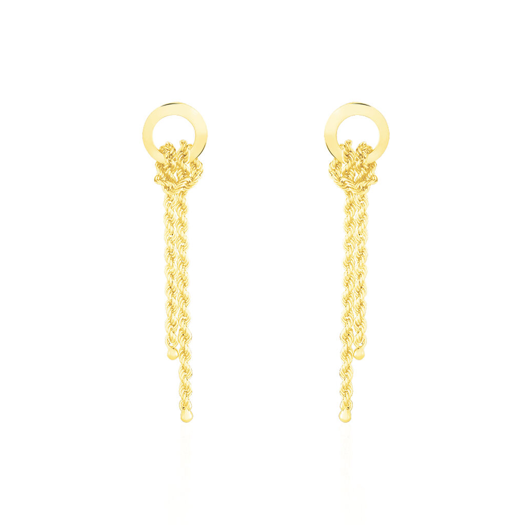 Damen Ohrstecker Lang Gold 375 Kordel Zephanja, Ohrringe Lang ohne Stein